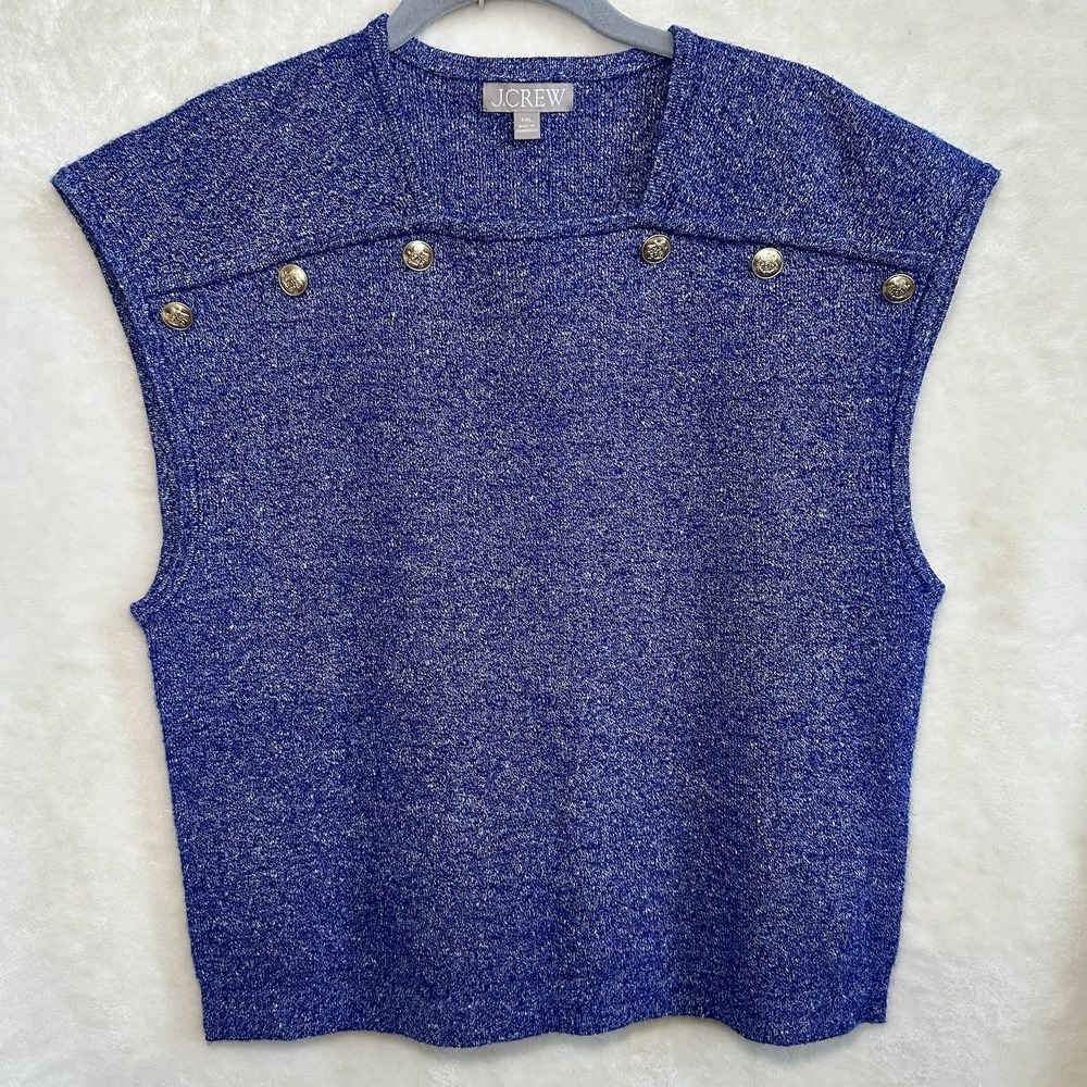 J.Crew NWOT Womens XXL Merino Wool Linen Blend Button Shoulder Sweater Shell Top